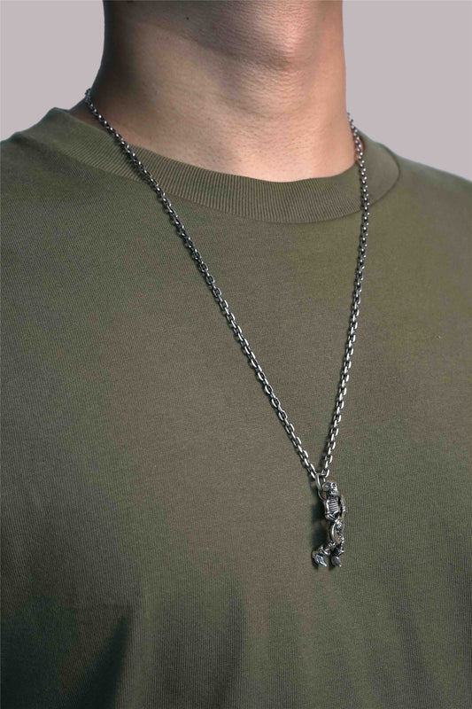 Rock Guitarist Skull Pendant Retro 925 Sterling Silver