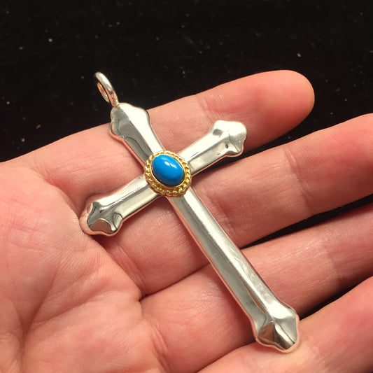 Japan Takahashi Goro Turquoise Cross 925 Silver Pendant