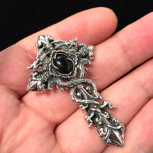 Load image into Gallery viewer, Antique Black Onyx Cross 925 Silver Pendant