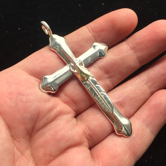 Japan Takahashi Goro Feather Cross 925 Silver Pendant