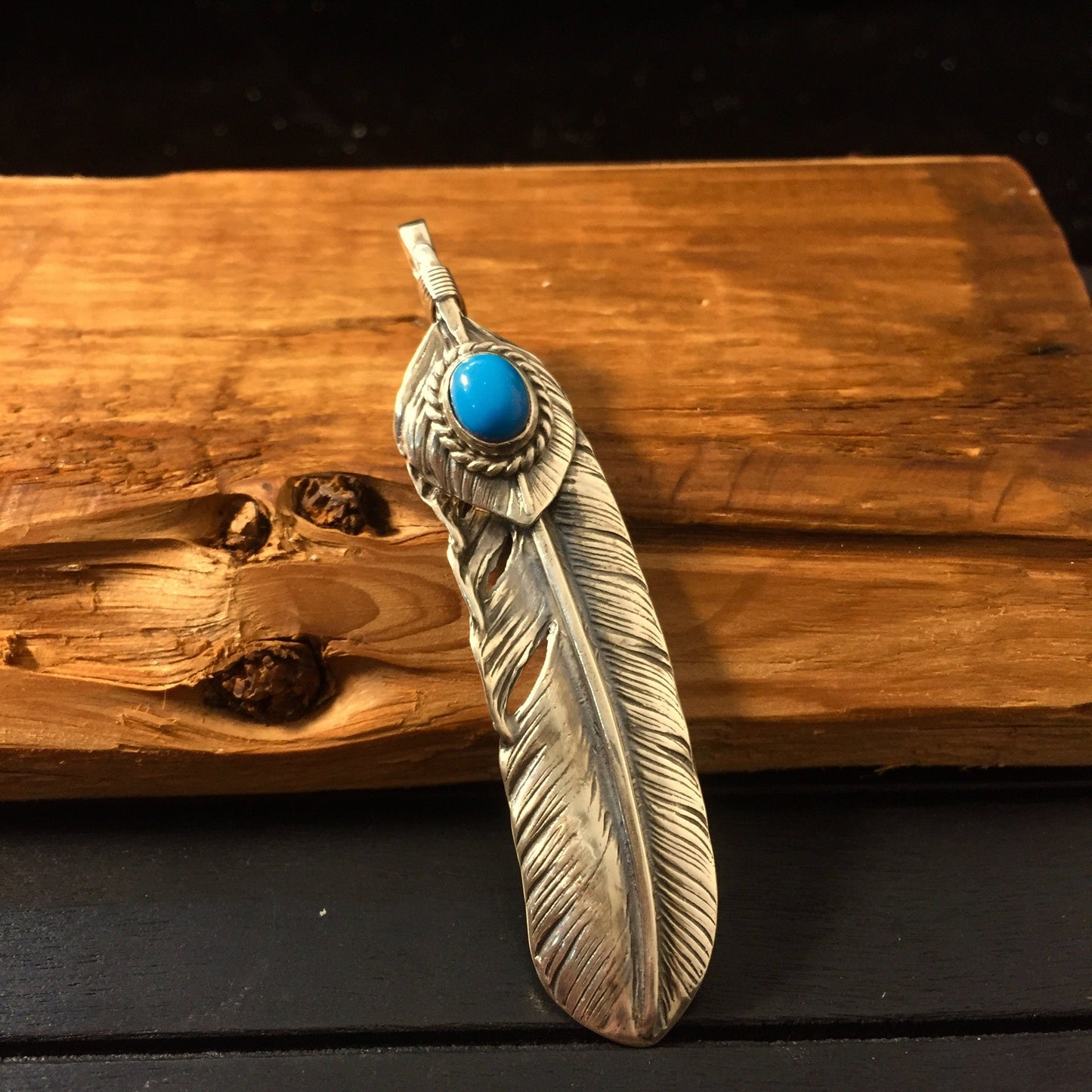 Japan Takahashi Goro 1 Right Feathers 66x14mm Turquoise 5x7mm Retro Silver 925 Sterling Feather DIY Jewelry Marking Design for Necklace