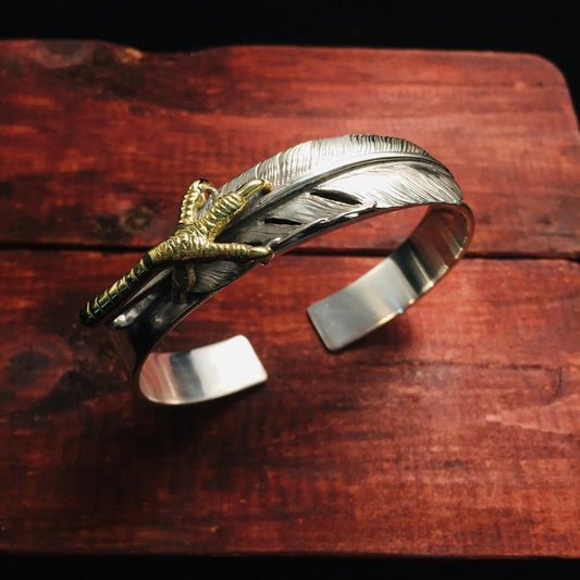 Japan Takahashi Goro Feather Claw Silver Bangle Bracelet Diameter 48x65mm Width 12mm Hip Hop Style Sterling 925 Silver Fashion Bangle
