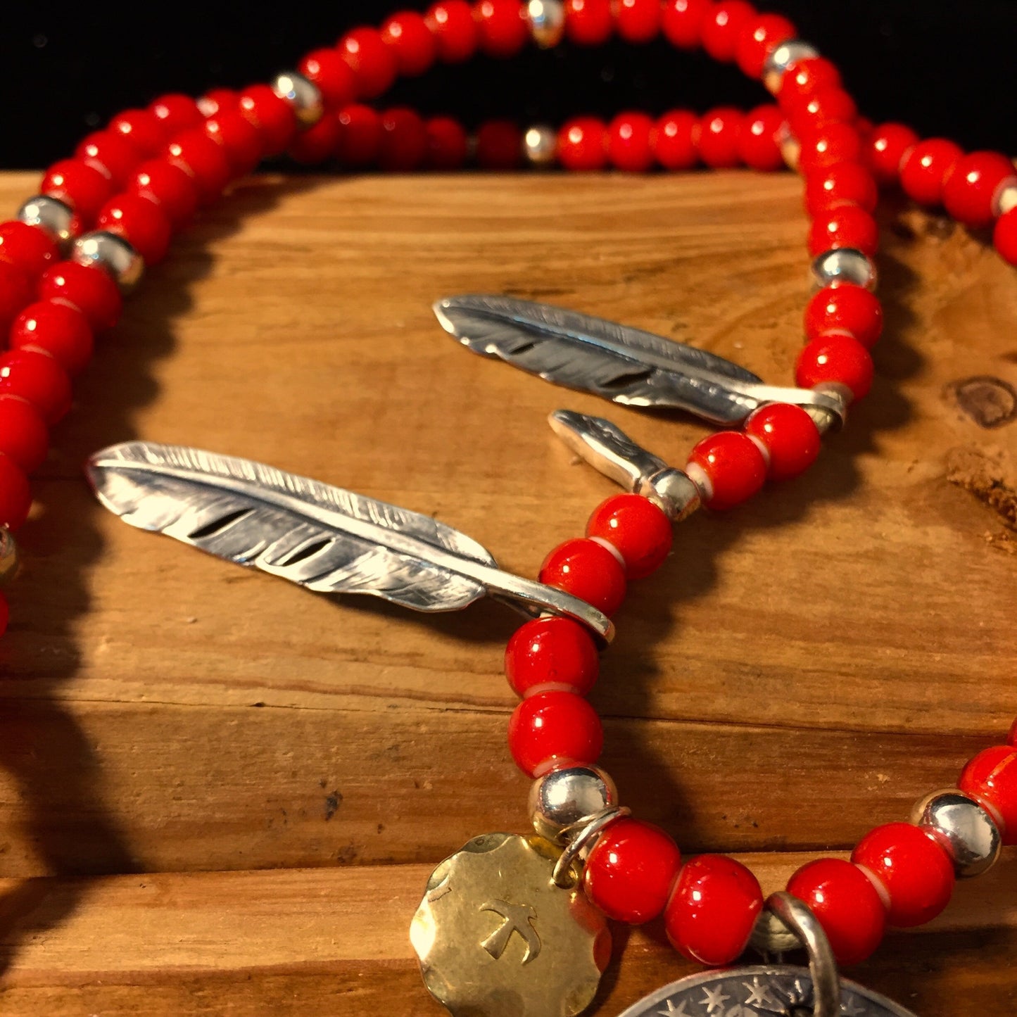 Japan Takahashi Goro Silver Indian Head 26mm Big Feather 7x40mm Small Feather 6x33mm,6x40mm Retro Sterling 925 Silver Hip Hop style Necklace