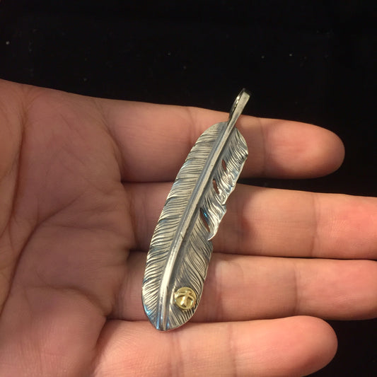 Left Feather Simple Leaf Retro 925 Silver Goro Takahashi Pendant