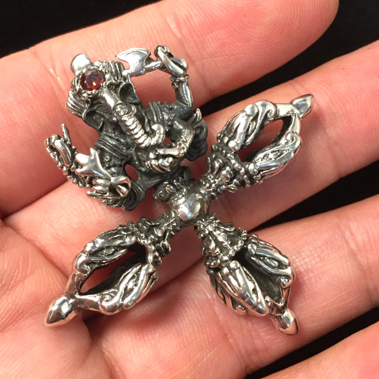 Elephant Trunk Instrument Pendant Retro 925 Sterling Silver