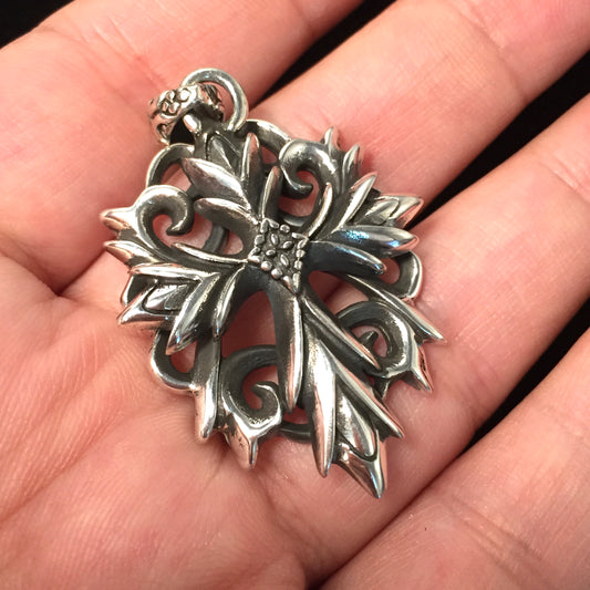 Double Cross Pendant Retro 925 Sterling Sliver