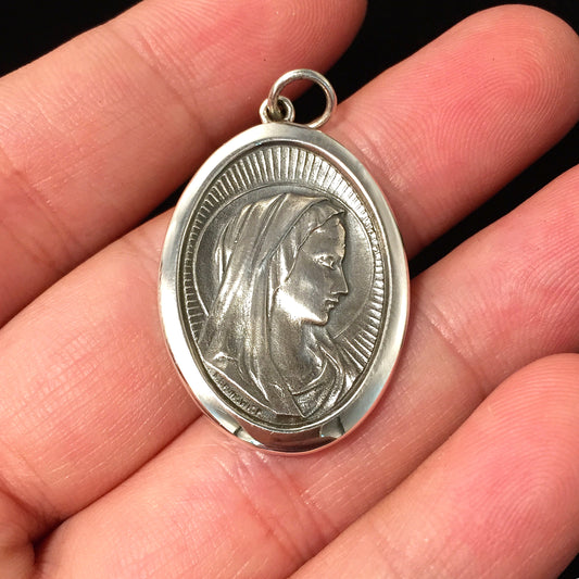 Retro 925 Silver Virgin Mary Couple Pendant