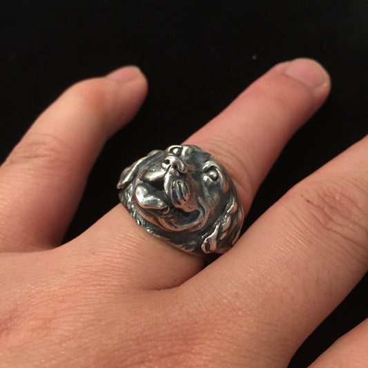 Classic Dog Antique Retro 925 Sterling Silver Ring
