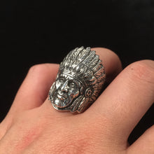 Load image into Gallery viewer, Native American Indian Head Retro 925 Sterling Silver Ring