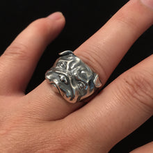 Load image into Gallery viewer, Pit Bull Dog Pug Head Animal Face Ring Retro 925 Sterling Silver