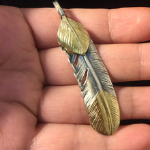 Load image into Gallery viewer, Right Feather Leaf Retro 925 Silver Pendant Takahashi Goro with Brass