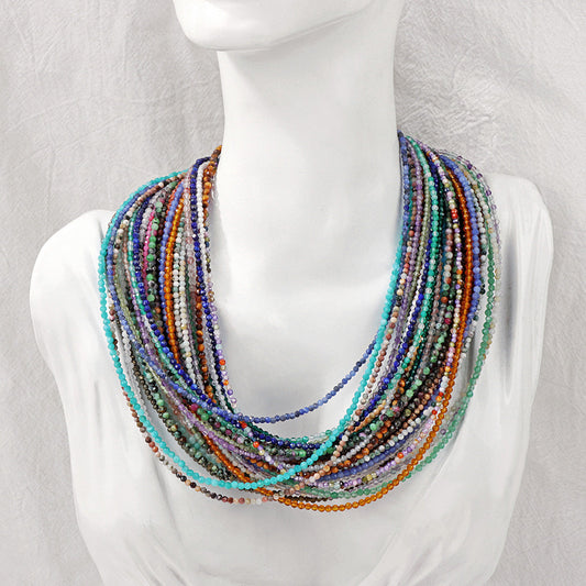 2mm Shining Beads Stone Necklace Choker Jewelry