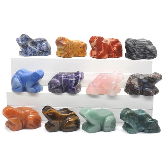 Frog Statue Hand Carved Animal Figurine