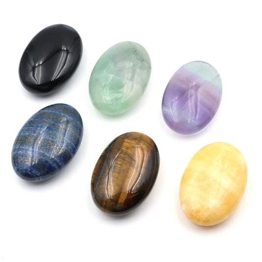 Oval Palm Stone, Polished Oval Gemstone Pocket Palm Stone Gift