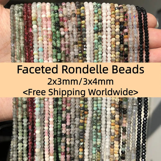 Faceted Rondelle Beads 2x3mm 3x4mm Gemstone/Quartz/Jasper/Agate