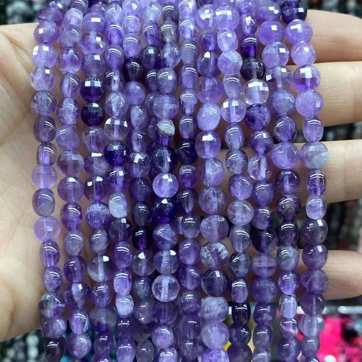 Coin Shape Amethyst Beads