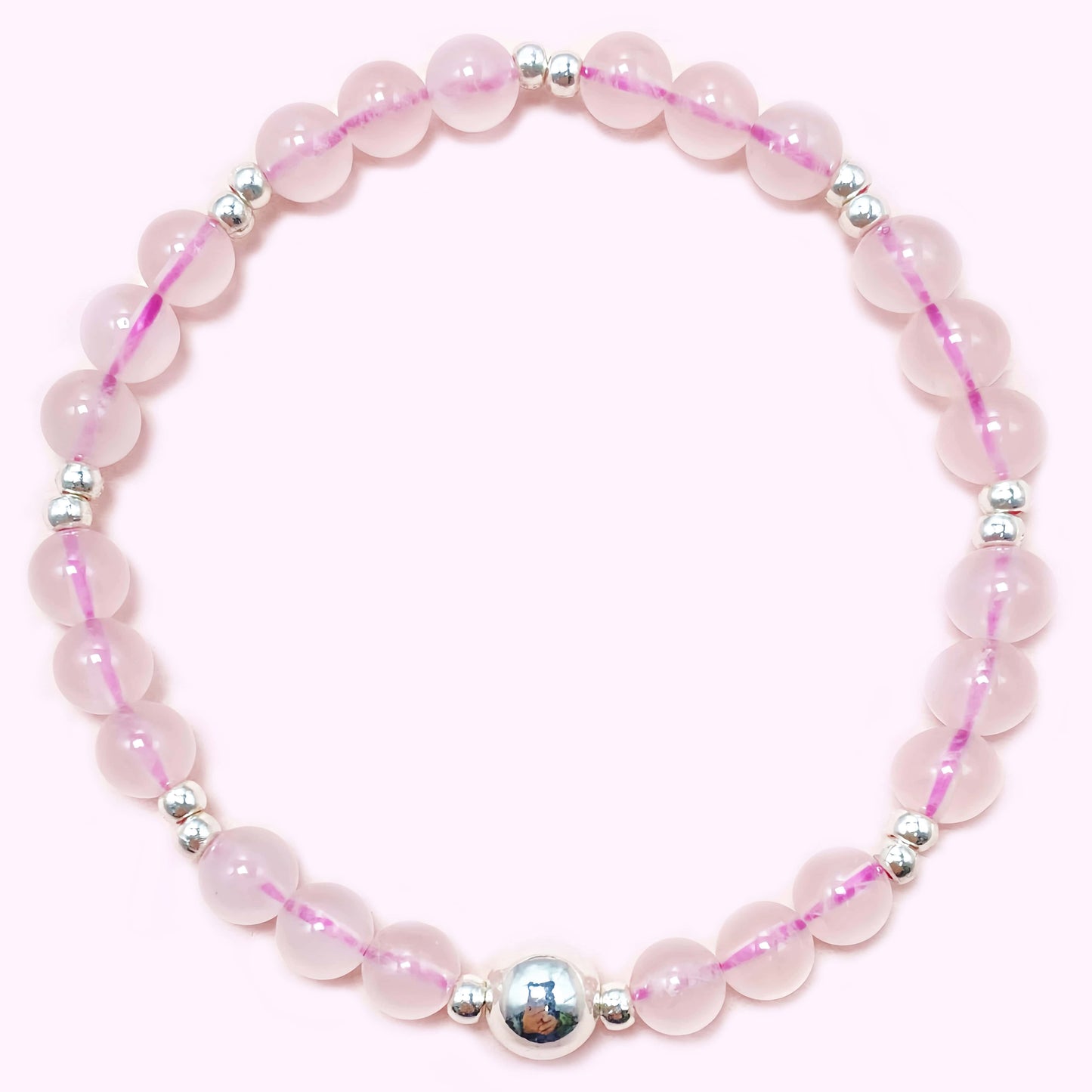 Natural Pink Rose Quartz Crystal Bracelet for Love and Relationship