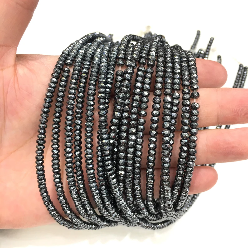 4mm Faceted Round Hematite Beads