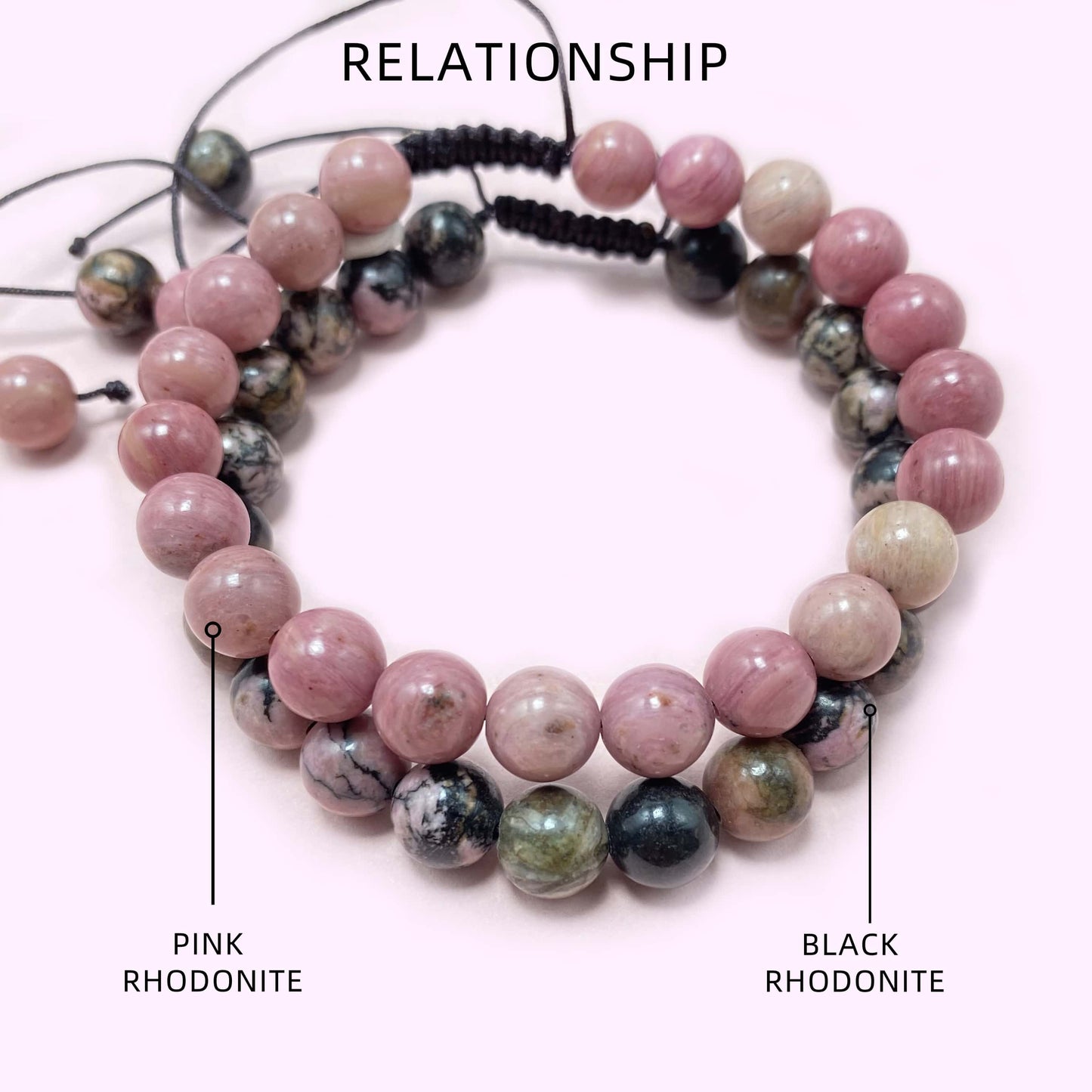 Double Rhodonite Crystal Bracelet for Love and Relationship