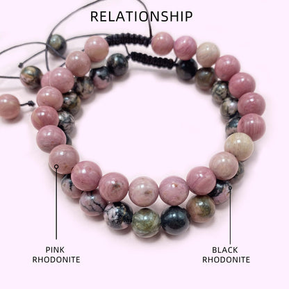 Double Rhodonite Crystal Bracelet for Love and Relationship