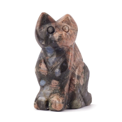 Cat Statue Hand Carved Animal Figurine