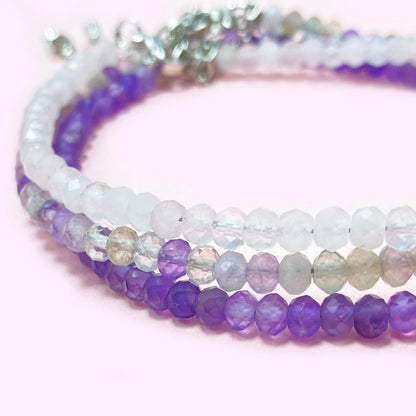 Faceted Triple Amethyst Crystal Bracelet for Love and Relationship