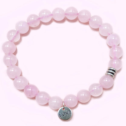 Natural Pink Rose Quartz Crystal Bracelet for Love and Relationship