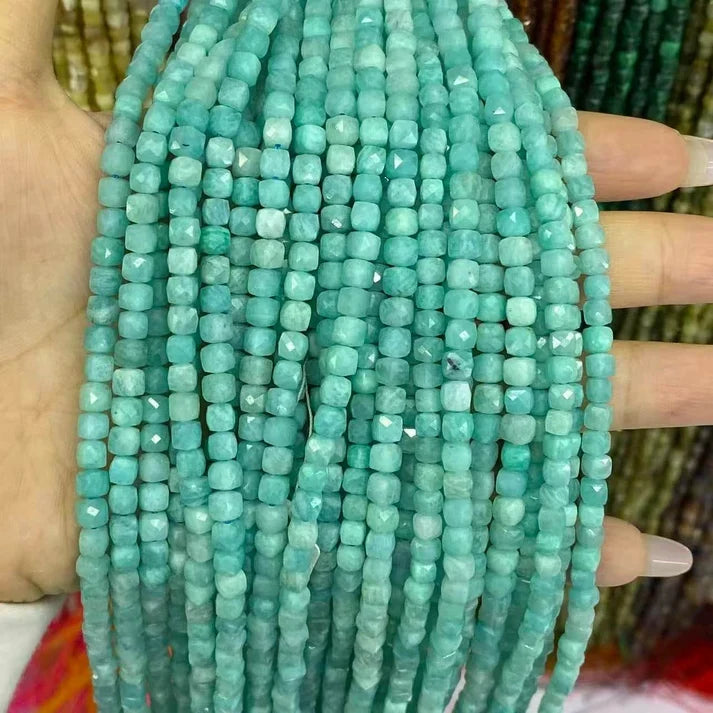 Cube Shape Amazonite Beads