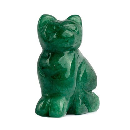 Cat Statue Hand Carved Animal Figurine