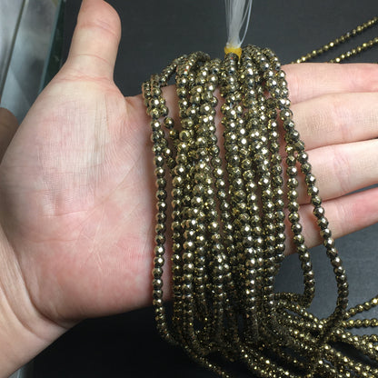 4mm Faceted Round Hematite Beads