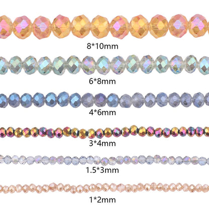 10 Strands Multicolored AB Glass Beads Crystal Faceted Flat Round Beads