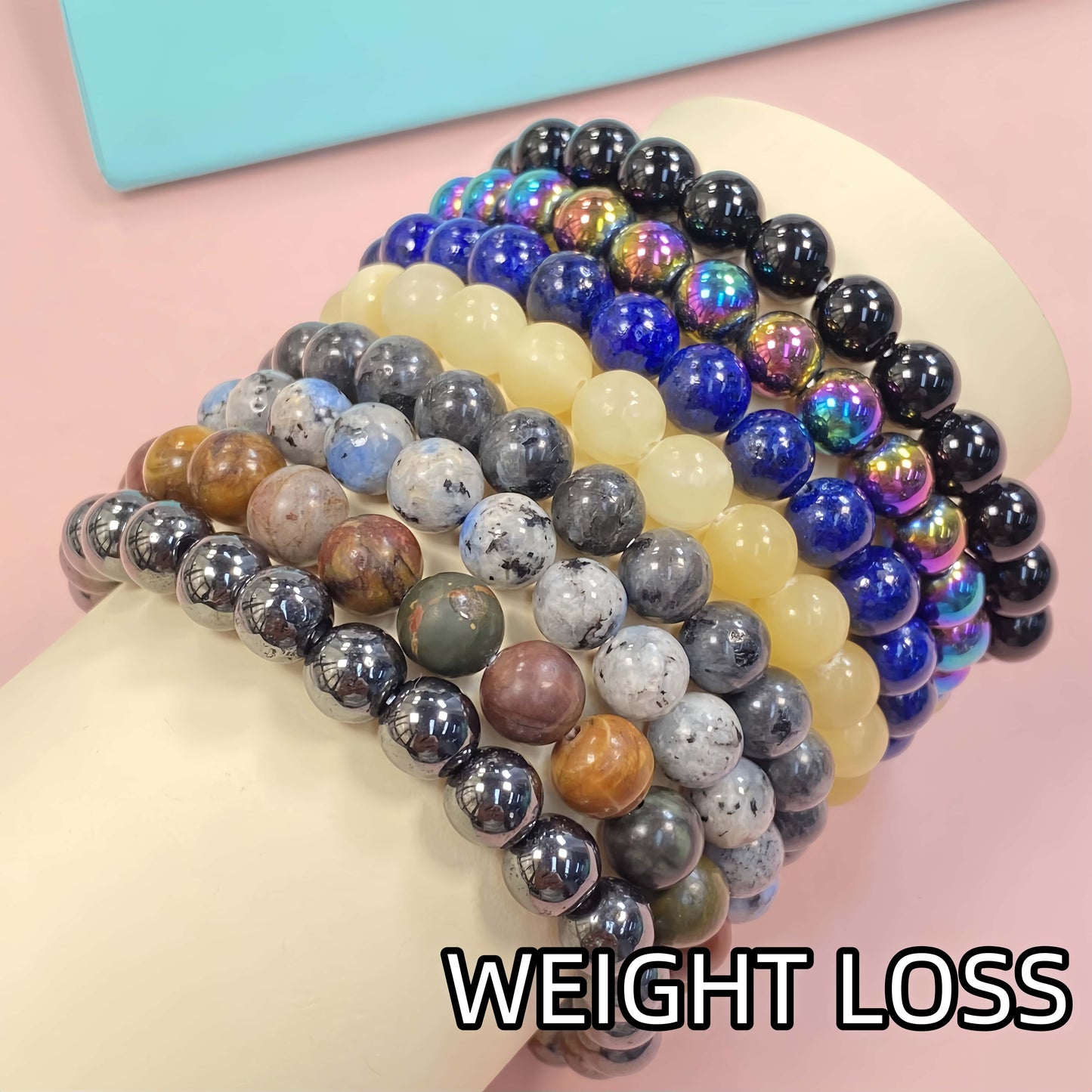 Natural Healing Crystal Bracelet Set of 8