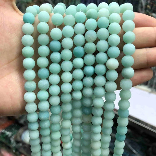 Matted Round Amazonite Beads