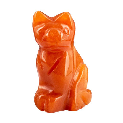 Cat Statue Hand Carved Animal Figurine