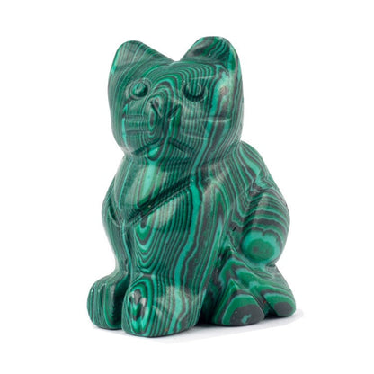 Cat Statue Hand Carved Animal Figurine