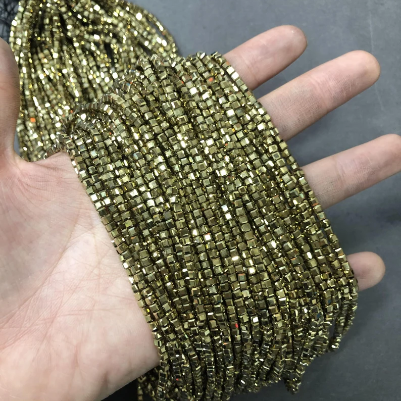 Cube Shape Hematite Beads