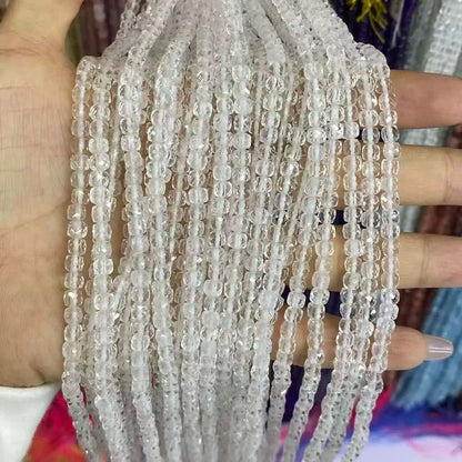 Cube Shape Clear Quartz Beads