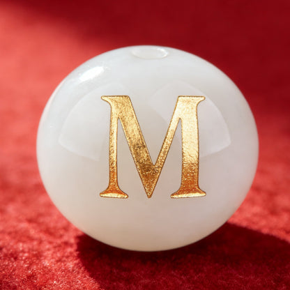 Natural Red Agate Beads - 26 Alphabet Loose Beads for Engraving Customization DIY