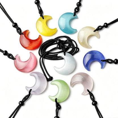 Healing Crystal Cats Eye Stone Pendant Necklace