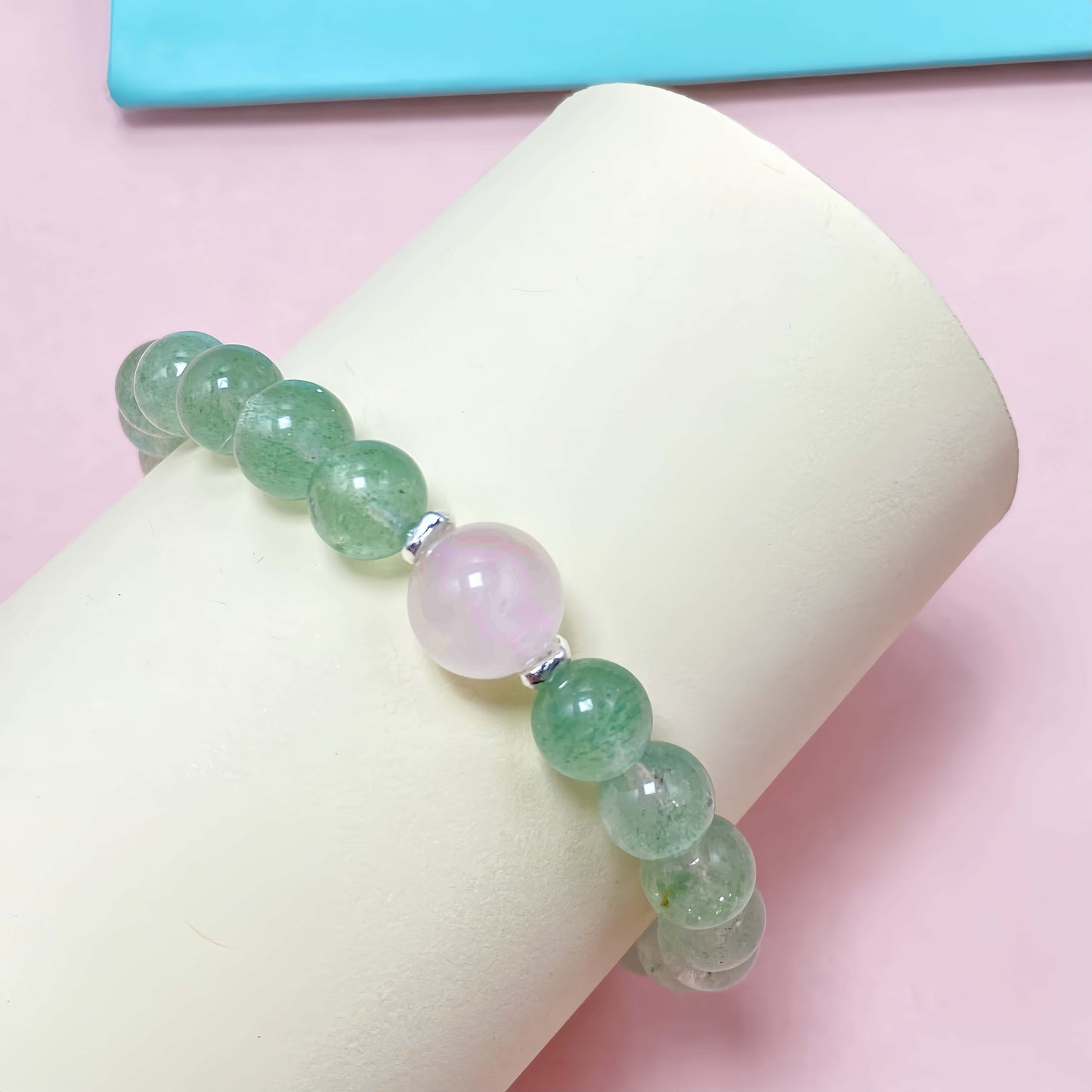 Green Strawberry Quartz Crystal Bracelet for Love and Relationship