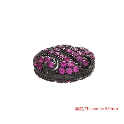1PCS Brass Cubic Zirconia Colorful Flat Beads
