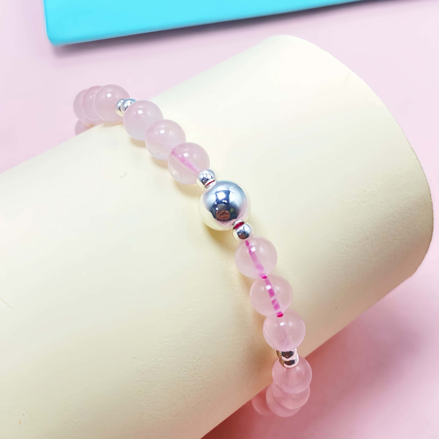 Natural Pink Rose Quartz Crystal Bracelet for Love and Relationship