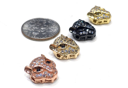 1PCS Leopard Head Beads Brass Cubic Zirconia