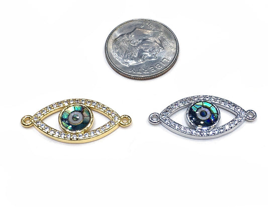 1PCS Brass Cubic Zirconia Evil Eyes Beads