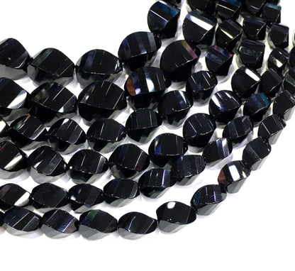 Twisted Shape Black Onyx Beads