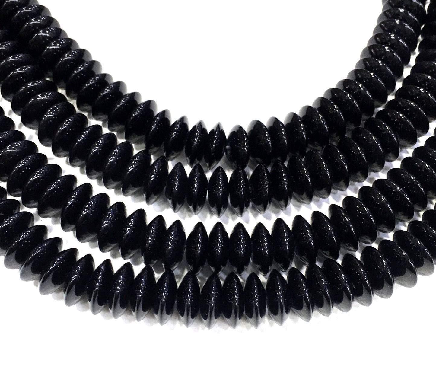 Rondelle Shape Black Onyx Beads