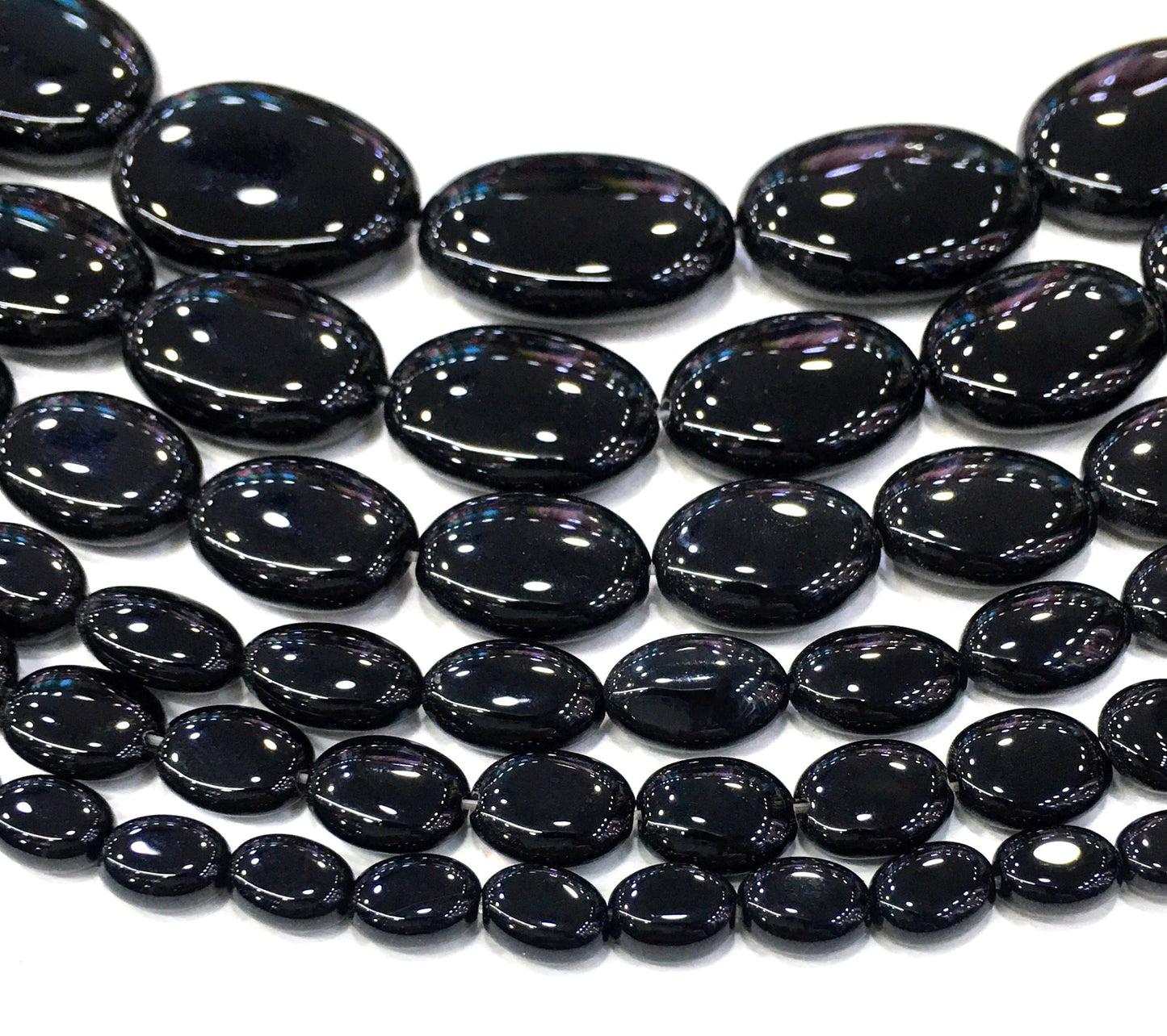Oval Black Onyx Beads