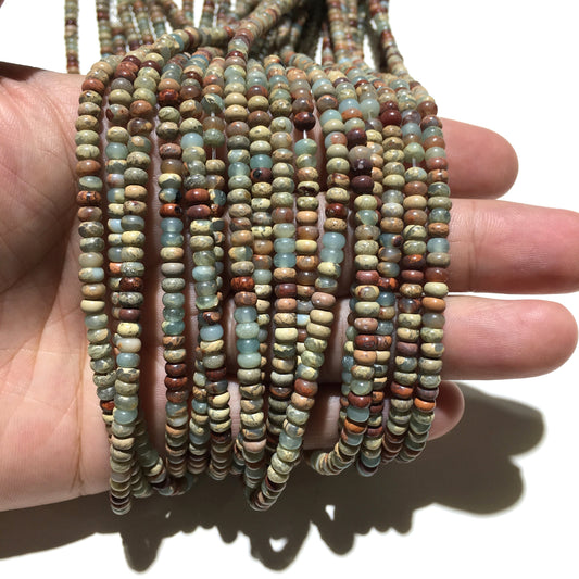 Rondelle Shape Snake Skin Jasper Beads