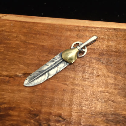 Feather Retro 925 Silver Pendant 8x50mm