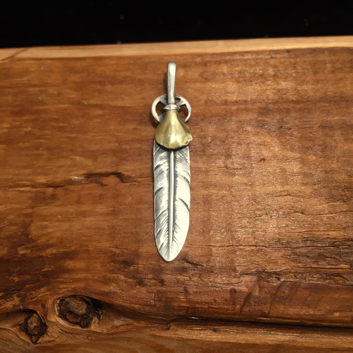 Feather Retro 925 Silver Pendant 8x50mm